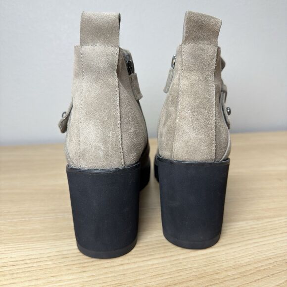 Eileen Fisher Platform Suede Wedge Boots Bootie Womens 8 Side Zip Strap Brown - Picture 5 of 8
